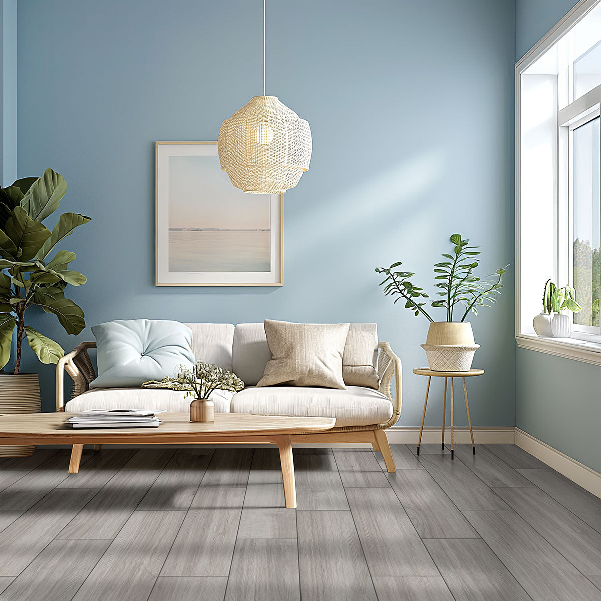 MSI Havenwood Platinum 8 x 36 Matte Porcelain tile (NHAVPLA8X36) – MSI room scene (living room)