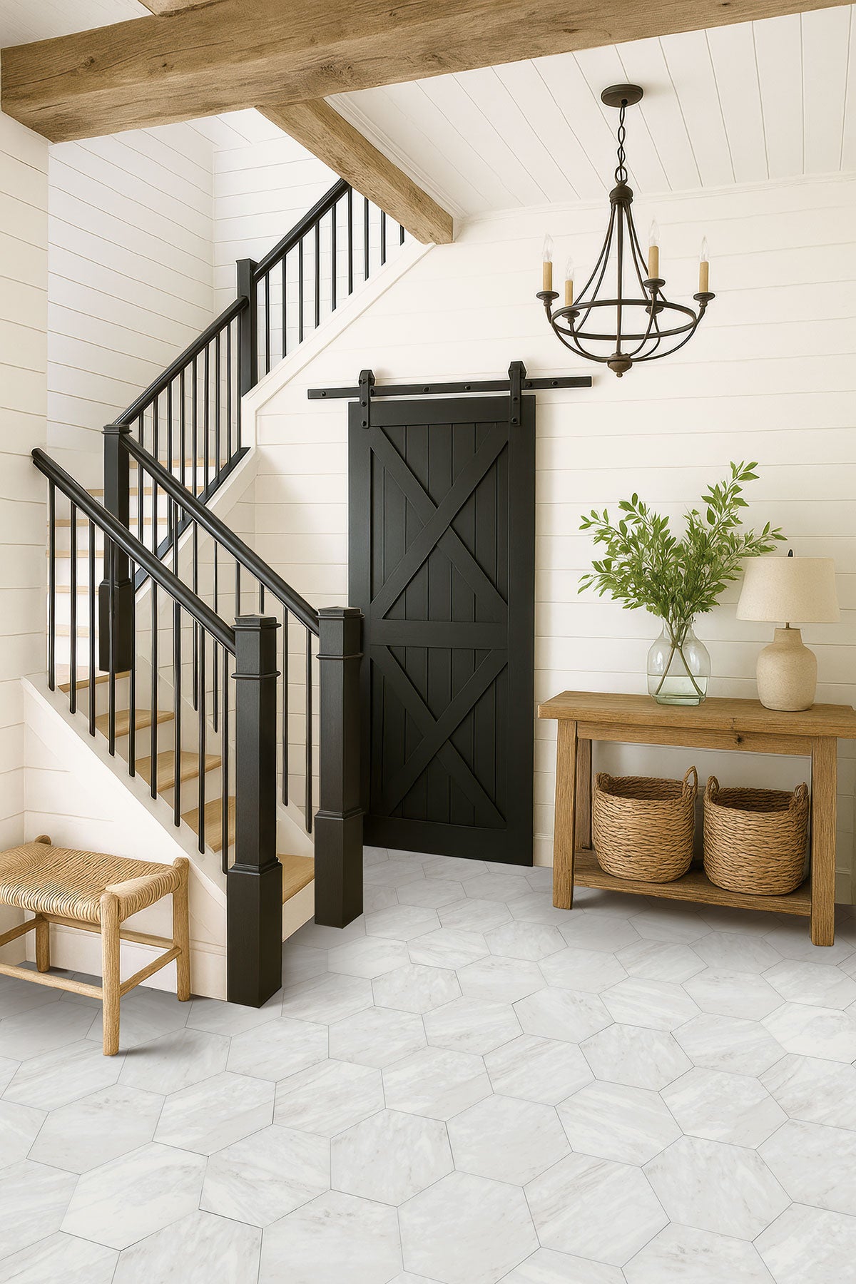 MSI Geoglam Calacatta 11 x 13 Matte Porcelain tile (NGEOCAL11X13) – MSI room scene (entryway)
