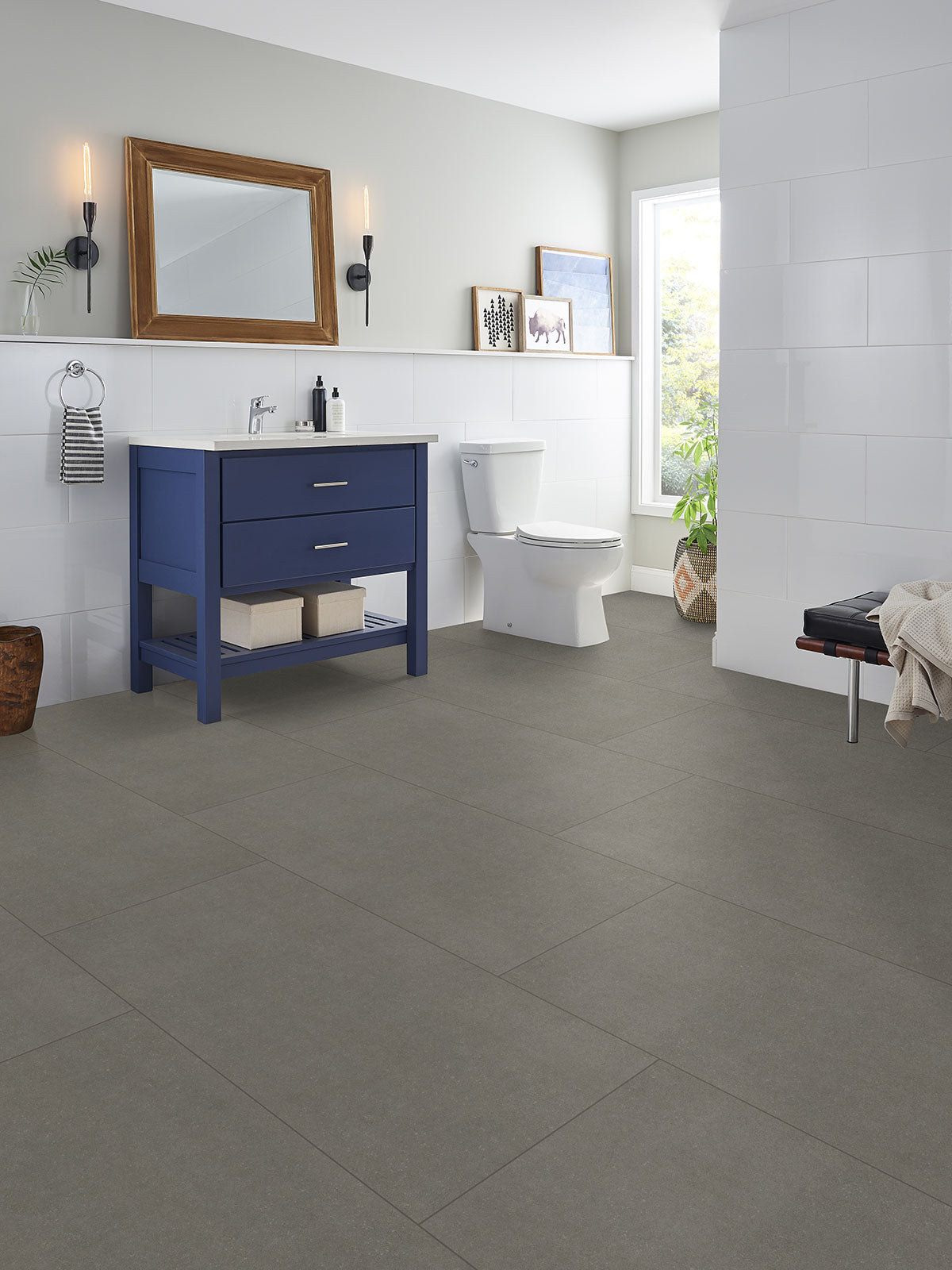 MSI Dimensions Gris 24 x 48 Matte Porcelain tile (NDIMGRI2448) – MSI room scene (bathroom)