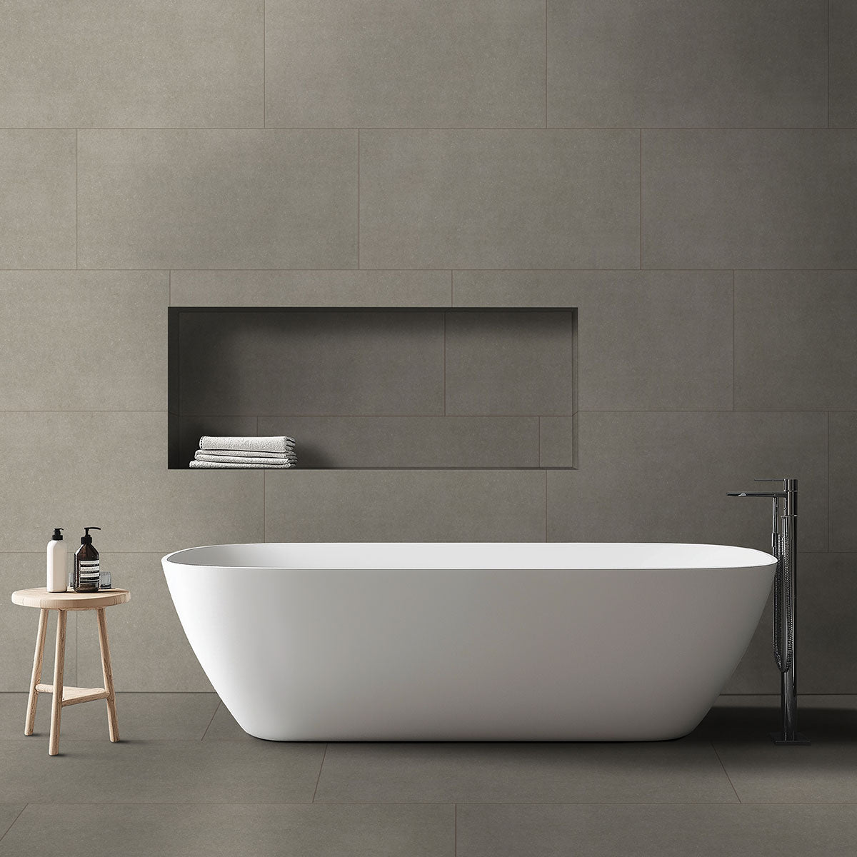 MSI Dimensions Gris 24 x 48 Matte Porcelain tile (NDIMGRI2448) – MSI room scene (bathroom)