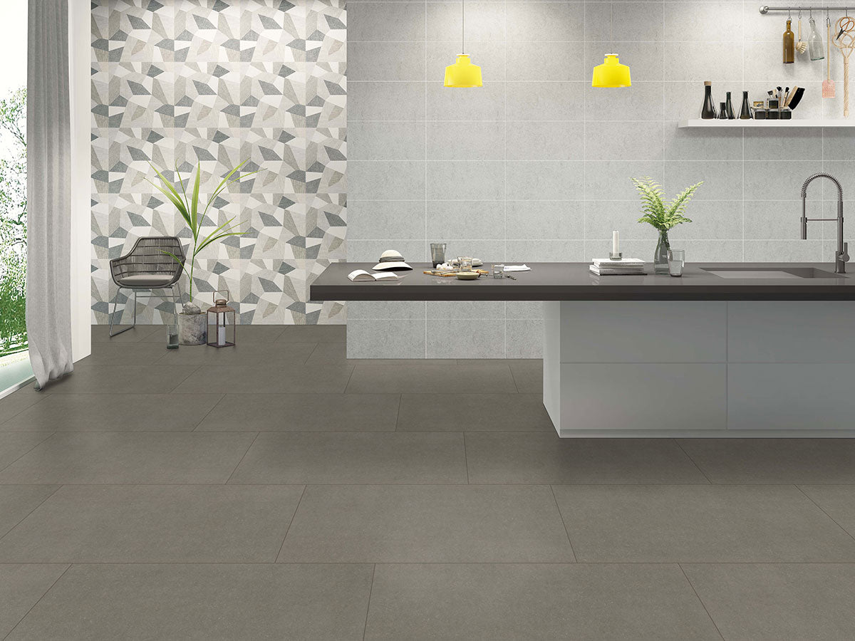 MSI Dimensions Gris 24 x 24 Matte Porcelain tile (NDIMGRI2424) – MSI room scene (kitchen)