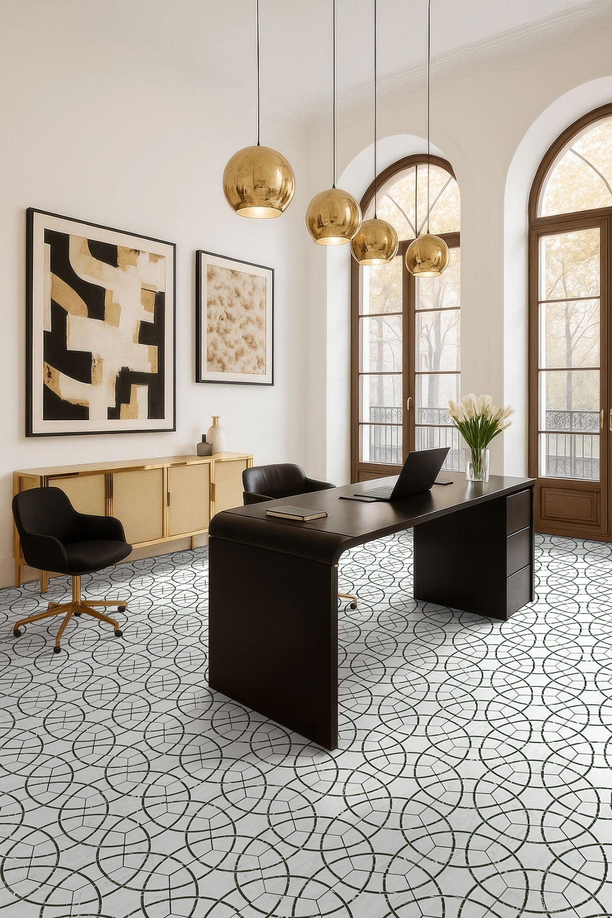MSI Geoglam Midnight 11 x 13 Matte Porcelain tile (NGEOMID11X13) – MSI room scene