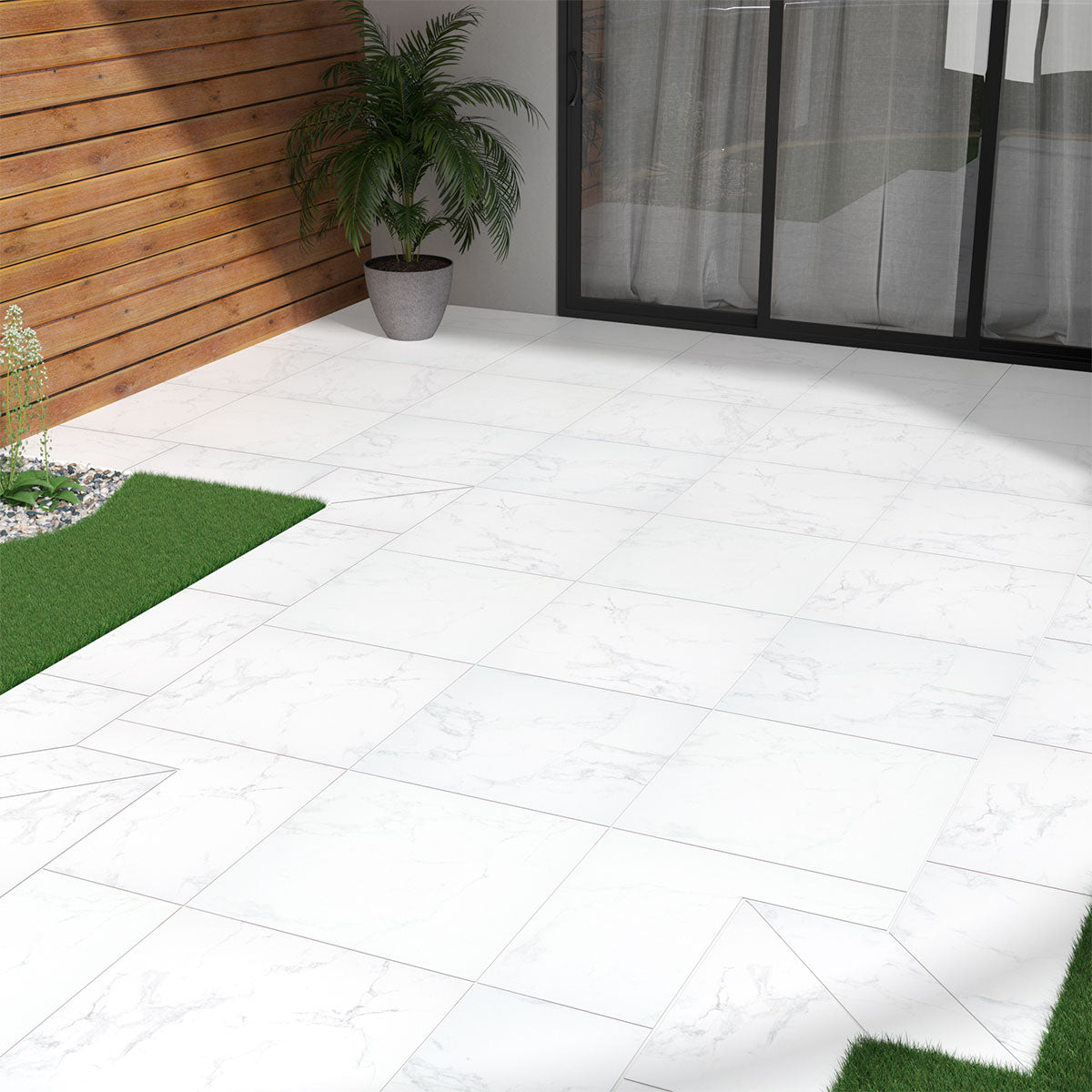 MSI Praia Carrara 3 x 24 Matte Porcelain trim (NPRACAR3X24BN) – MSI room scene