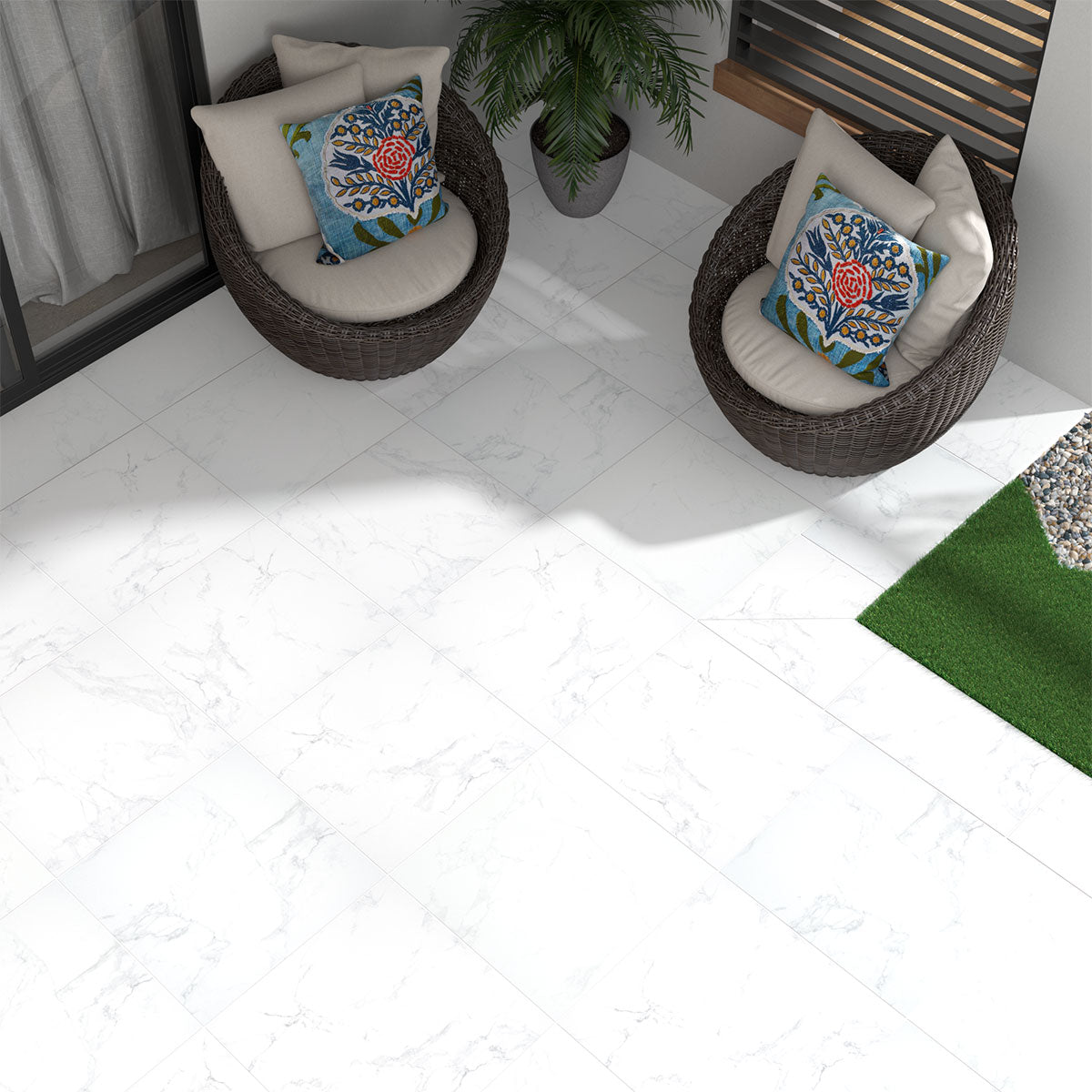 MSI Praia Carrara 3 x 24 Polished Porcelain trim (NPRACAR3X24BNP) – MSI room scene