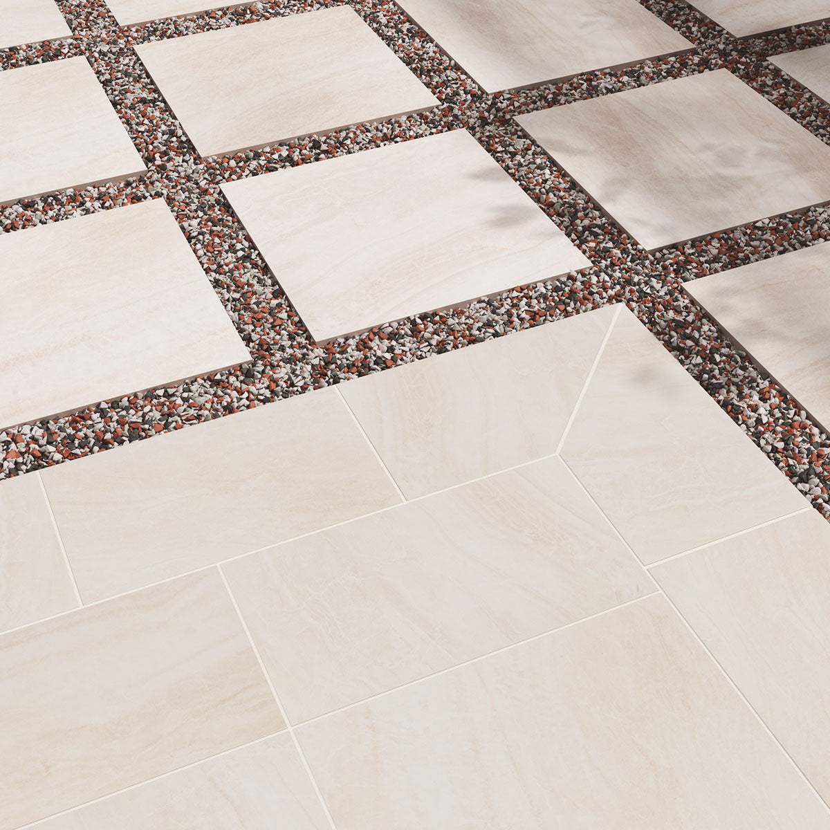 MSI Praia Crema 3 x 24 Polished Porcelain trim (NPRACRE3X24BNP) – MSI room scene