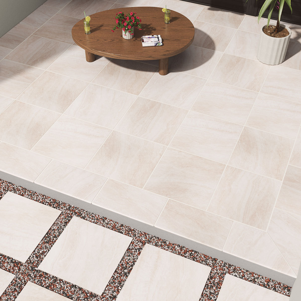 MSI Praia Crema 24 x 24 Matte Porcelain paver (LPAVNPRACRE2424) – MSI room scene