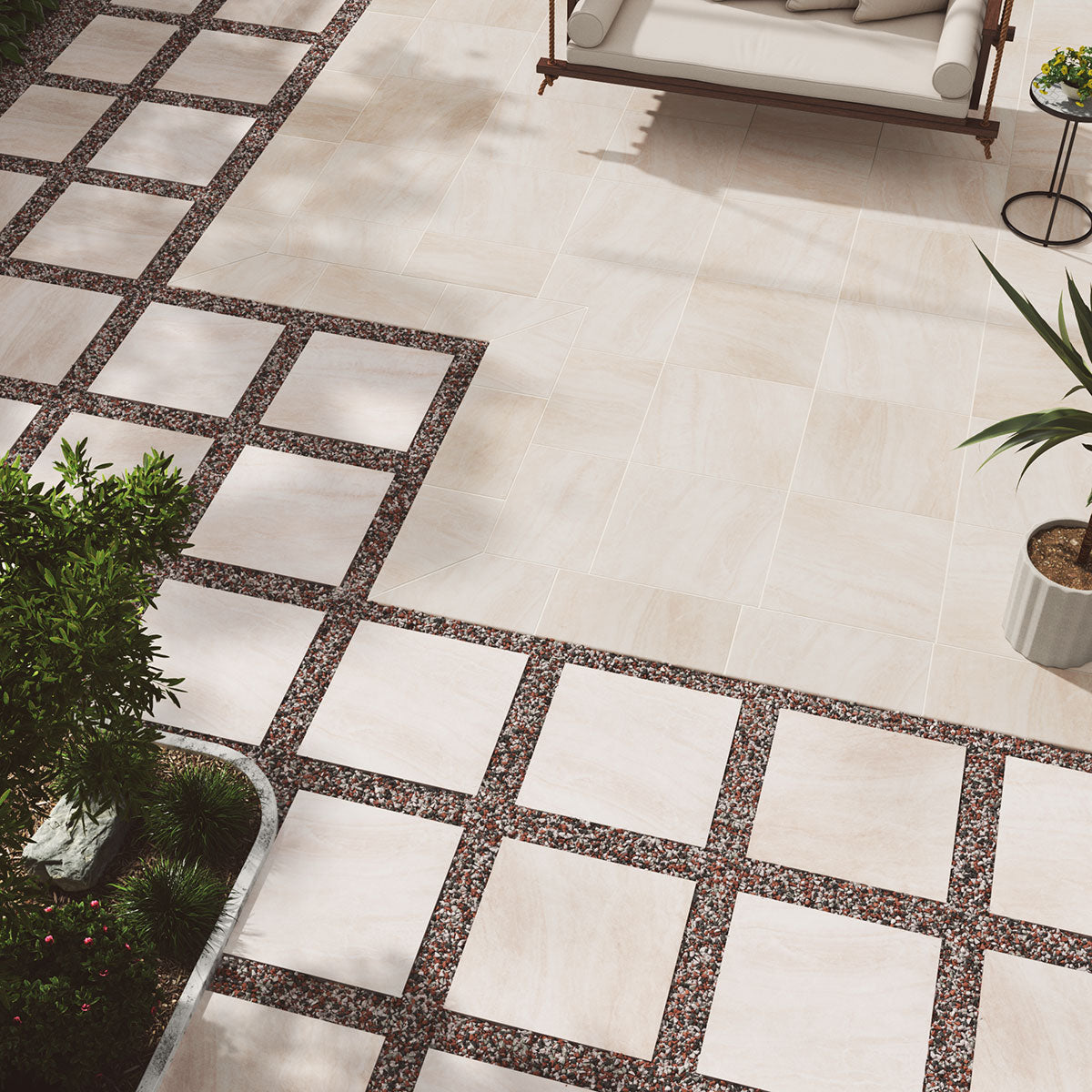 MSI Praia Crema 3 x 24 Polished Porcelain trim (NPRACRE3X24BNP) – MSI room scene