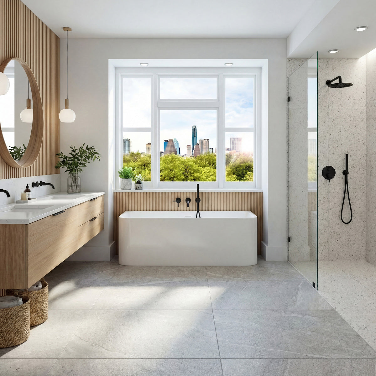 Neptune Belgrade 3260 AFR Acrylic Wall-Mount Freestanding Center Drain Bathtub in White