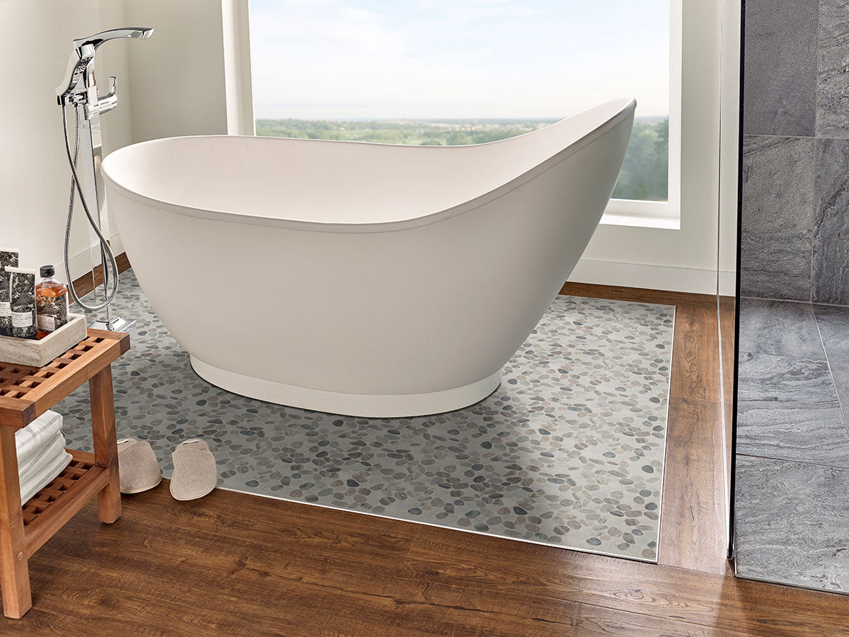 MSI Puebla Greige Pebble Tumbled Marble mosaic (SMOT-PEB-PUEGREI) – MSI room scene