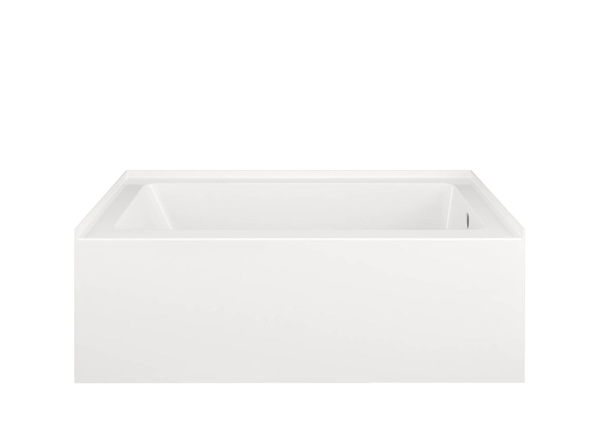 Oceania Pure alcove bathtub, square interior with lumbar backrest