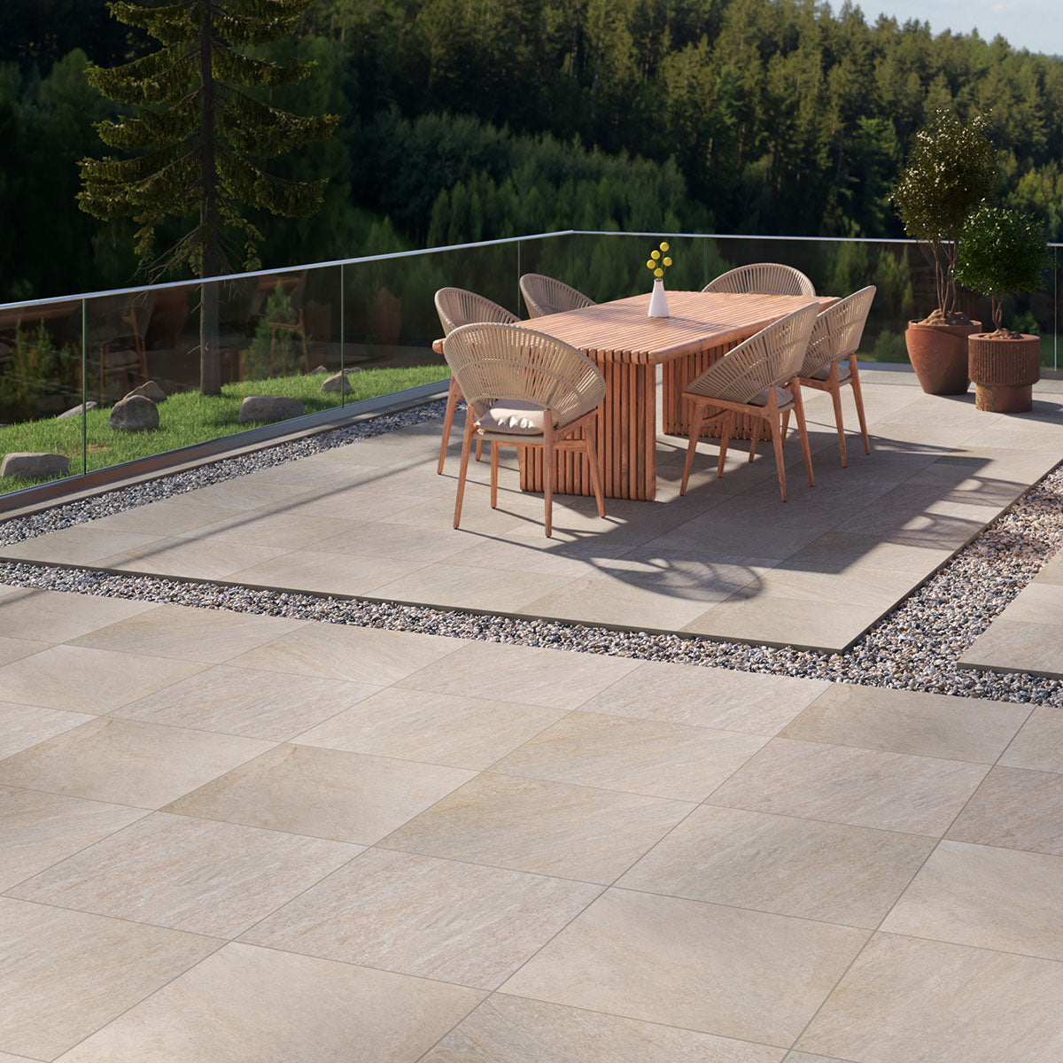 MSI Quartz Beige 24 x 24 Matte Porcelain paver (LPAVNQUABEI2424) – MSI room scene