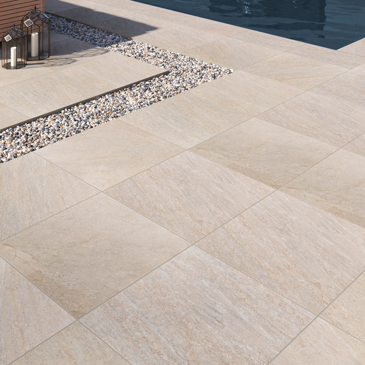MSI Quartz Beige 24 x 24 Matte Porcelain paver (LPAVNQUABEI2424) – MSI room scene