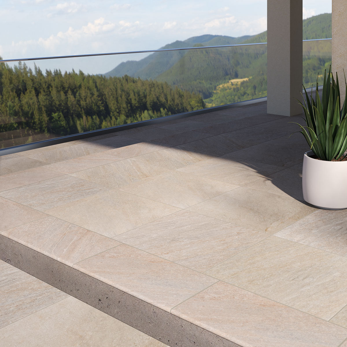 MSI Quartz Beige 24 x 24 Matte Porcelain paver (LPAVNQUABEI2424) – MSI room scene