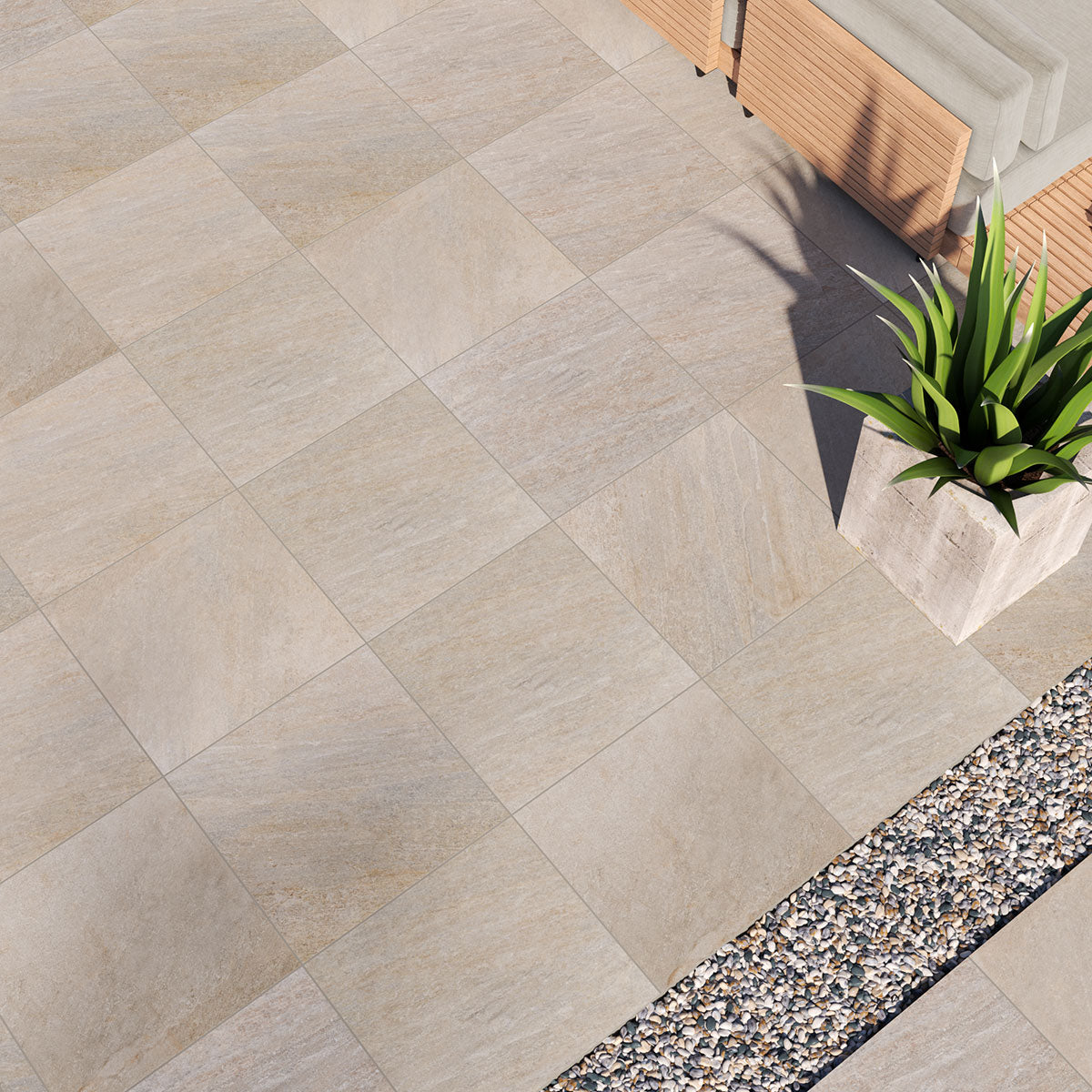 MSI Quartz Beige 24 x 24 Matte Porcelain paver (LPAVNQUABEI2424) – MSI room scene