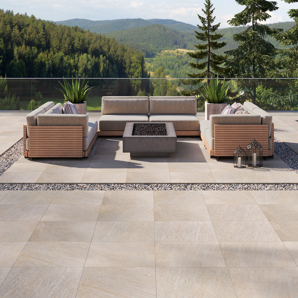 MSI Quartz Beige 24 x 24 Matte Porcelain paver (LPAVNQUABEI2424) – MSI room scene