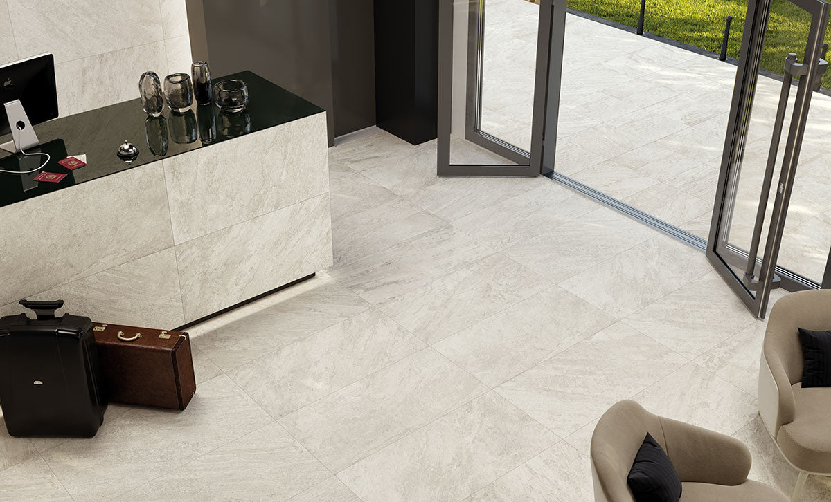 MSI Quartz White 24 x 24 Matte Porcelain paver (LPAVNQUAWHI2424) – MSI room scene