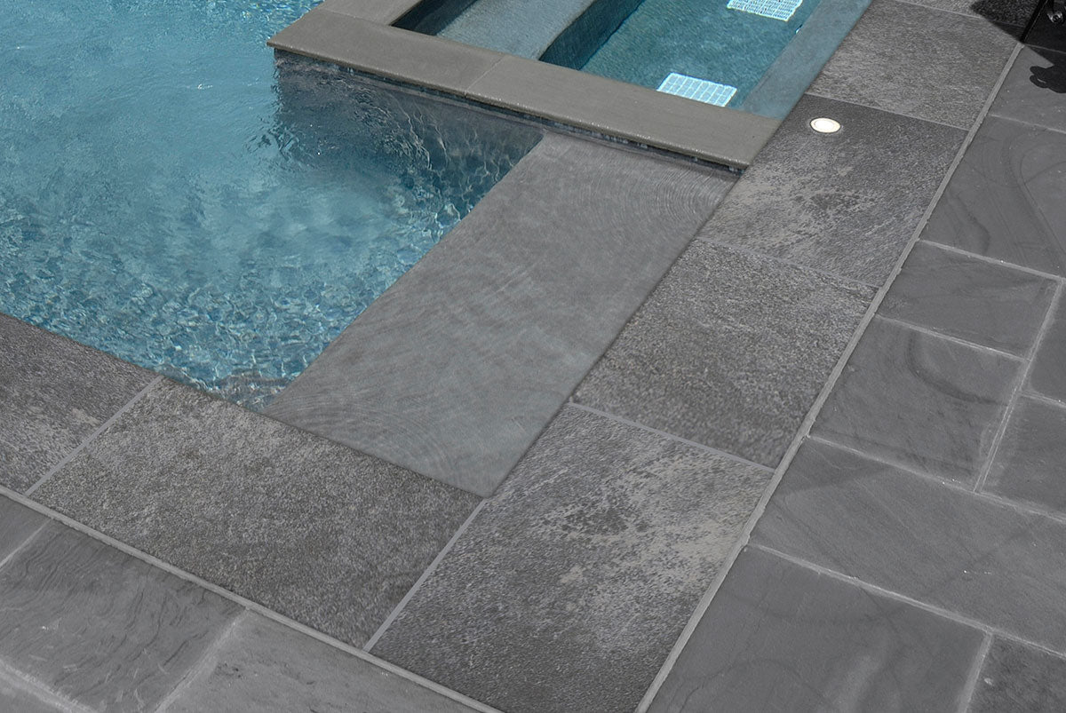 MSI Quarzo Gray 13 x 24 Matte Porcelain pool coping (LCOPNQUAGRA1324) – MSI room scene