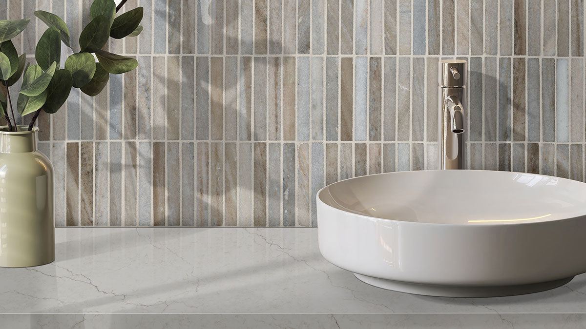 MSI Ravello Mini Stack 5/8 x 4 Polished Marble mosaic (SMOT-RAV-MISTH) – MSI room scene (bathroom)