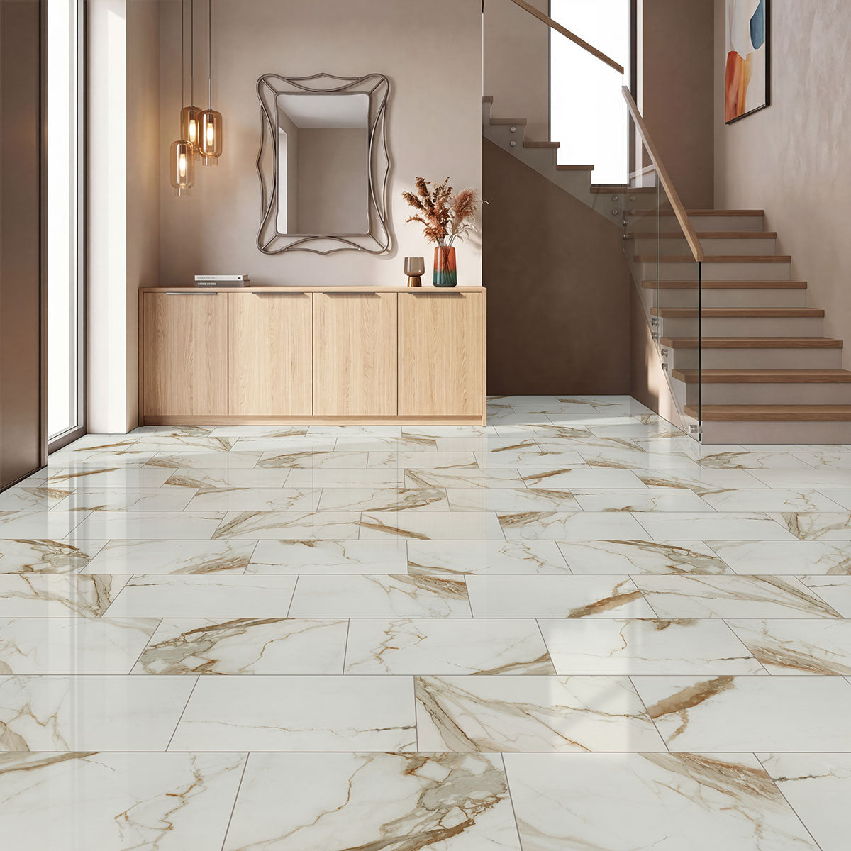 MSI Regallo Calacatta Marbella 12 x 24 Polished Porcelain tile (NREGCALMAR1224P) – MSI room scene