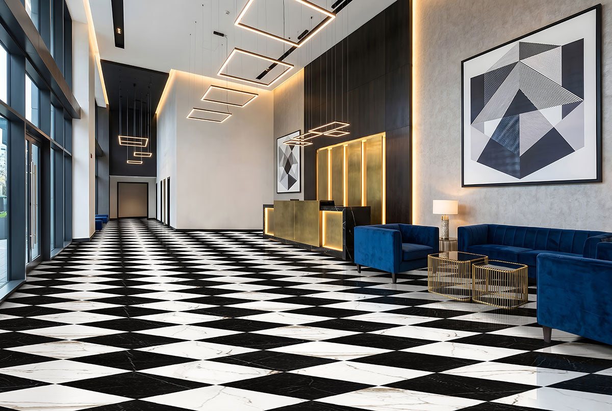 MSI Regallo Marquina Noir 12 x 24 Polished Porcelain tile (NREGMARNOI1224P) – MSI room scene