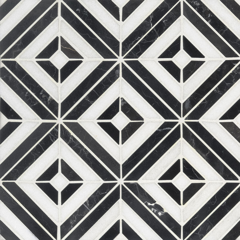 MSI Rhombix Nero Polished Marble mosaic (SMOT-RHOMBIX-NEROP) – MSI product image