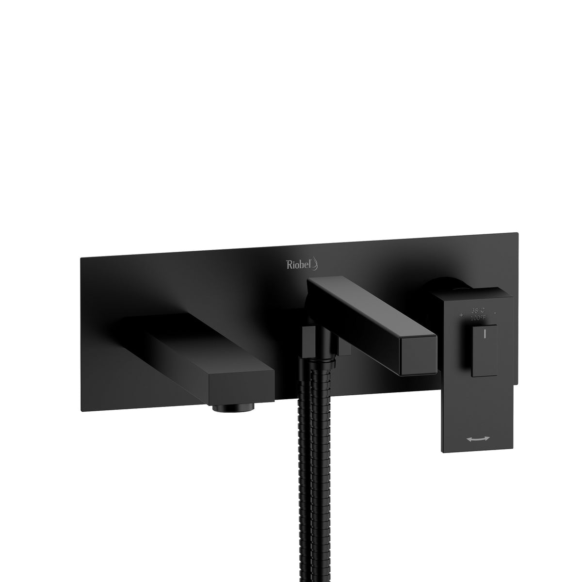 Riobel Pro Quadrik Wall Mount Thermostatic/Pressure Balance Tub Filler Trim TQA21 in Black