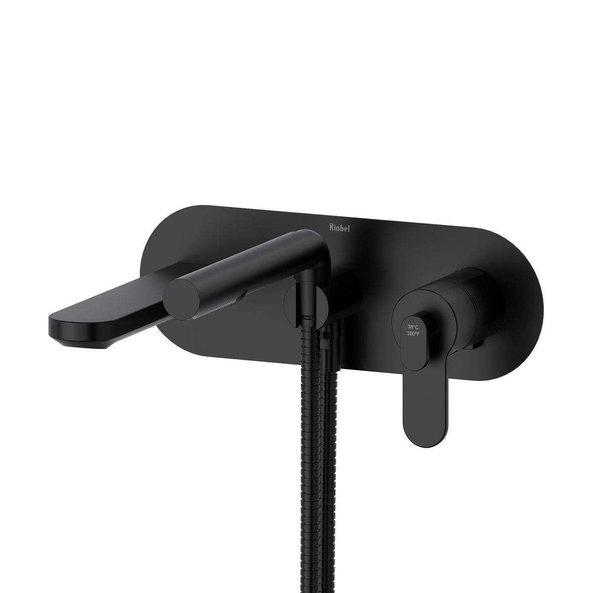 Riobel Pro Interval Wall Mount Thermostatic/Pressure Balance Tub Filler Trim TIN21 in Black