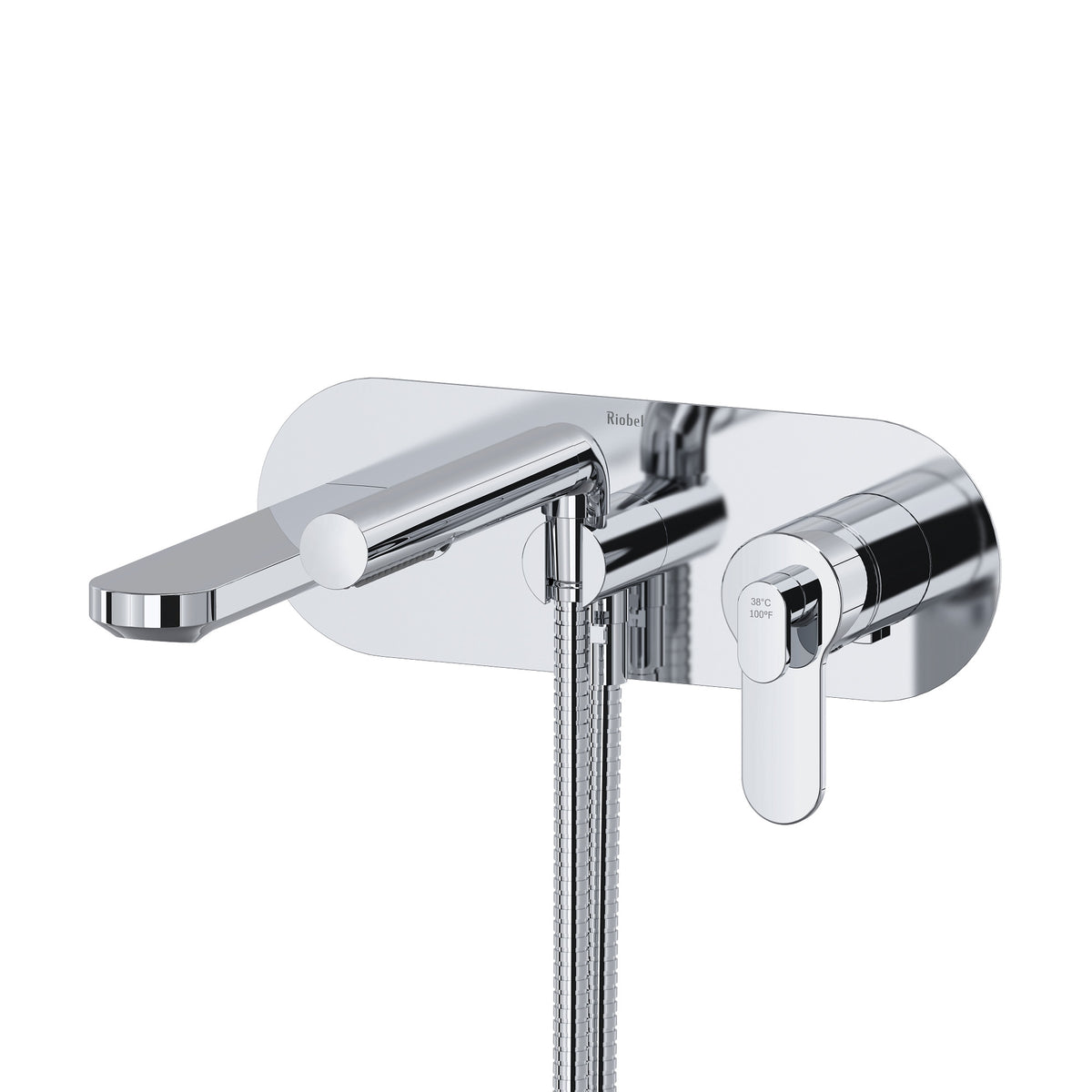 Riobel Pro Interval Wall Mount Thermostatic/Pressure Balance Tub Filler Trim TIN21 in Chrome