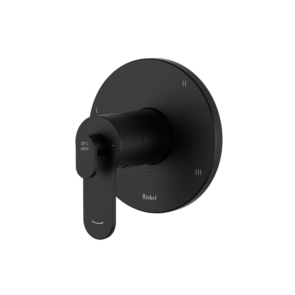 Riobel Pro Interval 1/2" Therm & Pressure Balance Trim With 5 Functions TIN95 in Black