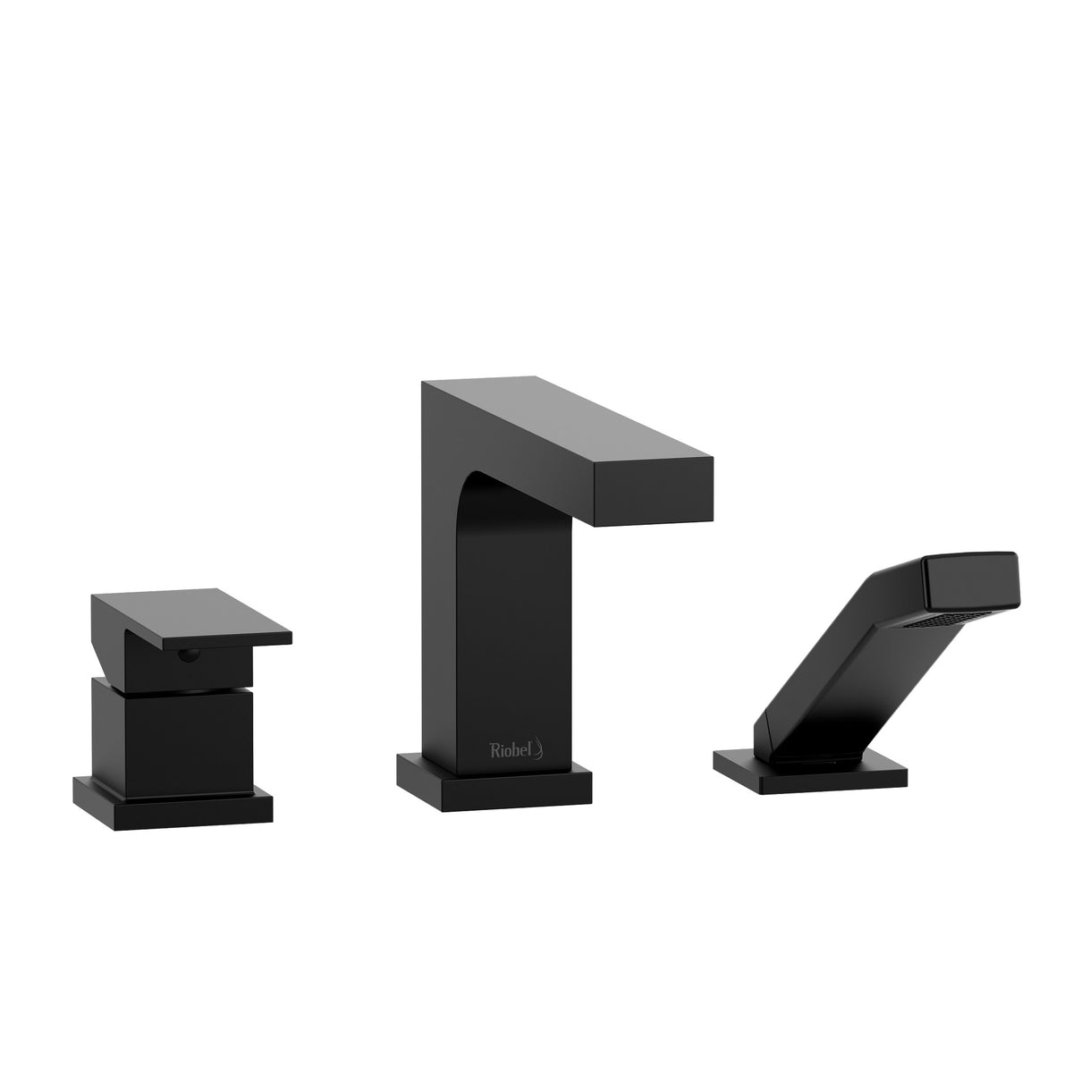 Riobel Pro Quadrik 3-Hole Deck Mount Tub Filler Trim TQA10 in Black