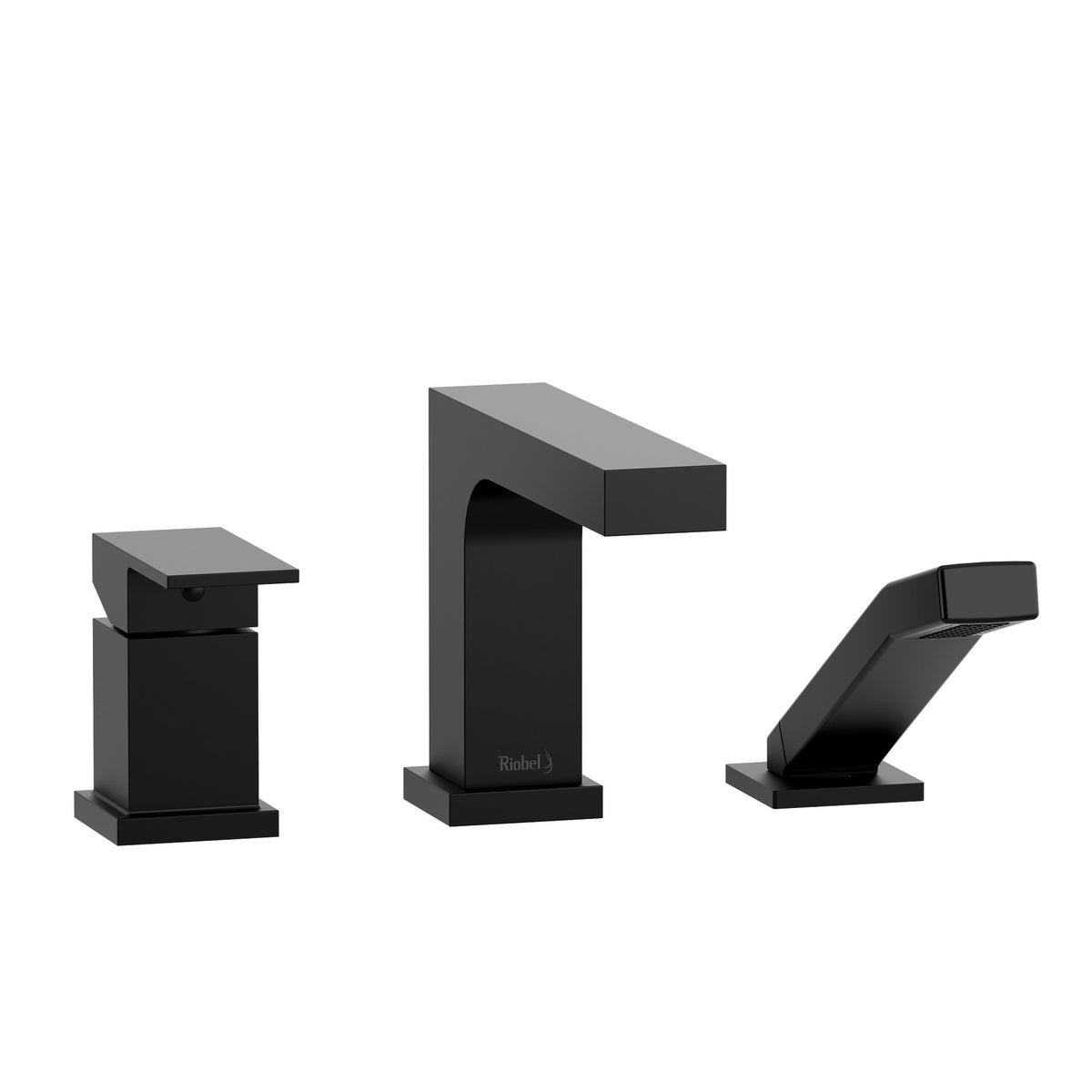 Riobel Pro Quadrik 3-Hole Pressure Balance Deck Mount Tub Filler Trim TQA16 in Black