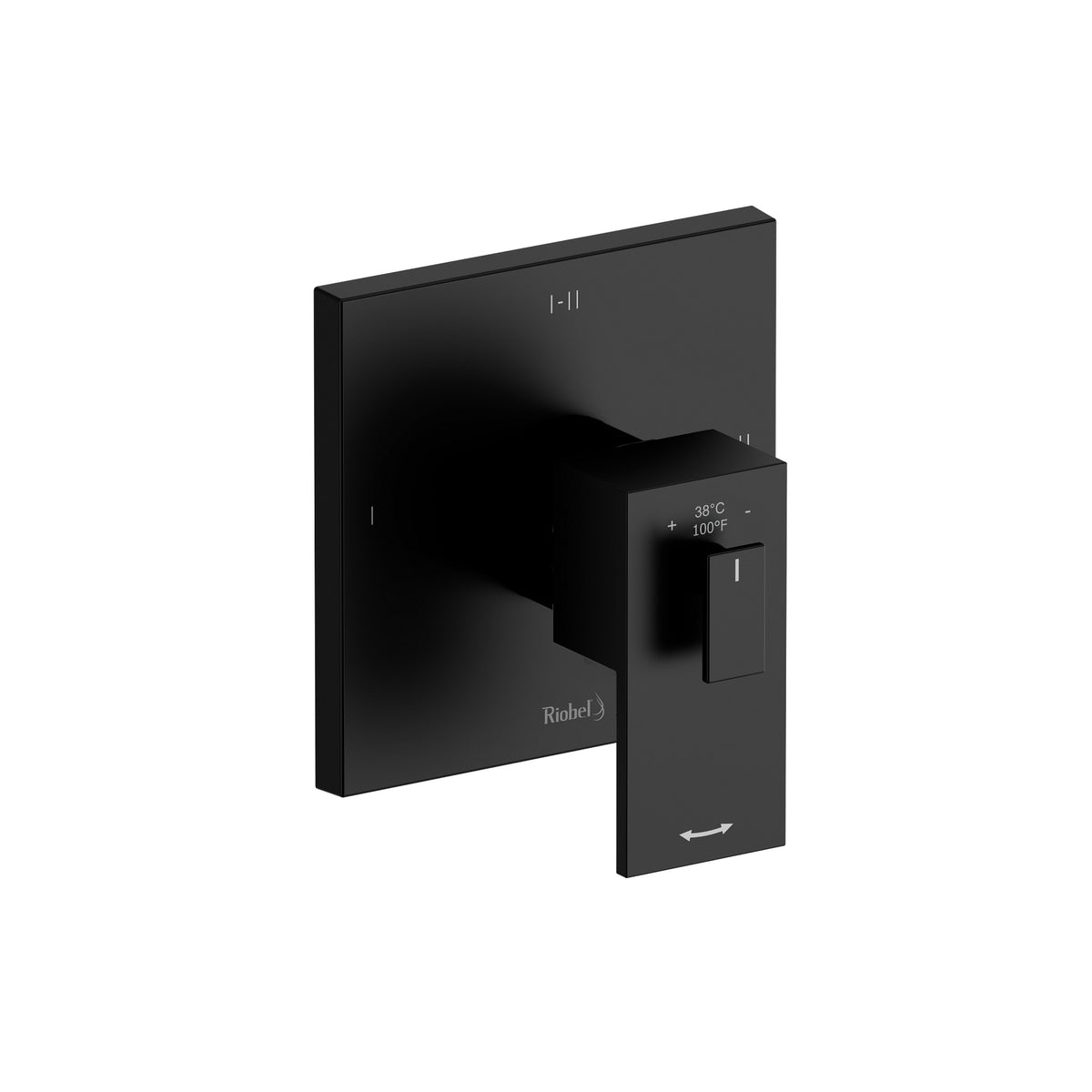 Riobel Pro Quadrik 1/2" Therm & Pressure Balance Trim With 3 Functions TQA93 in Black