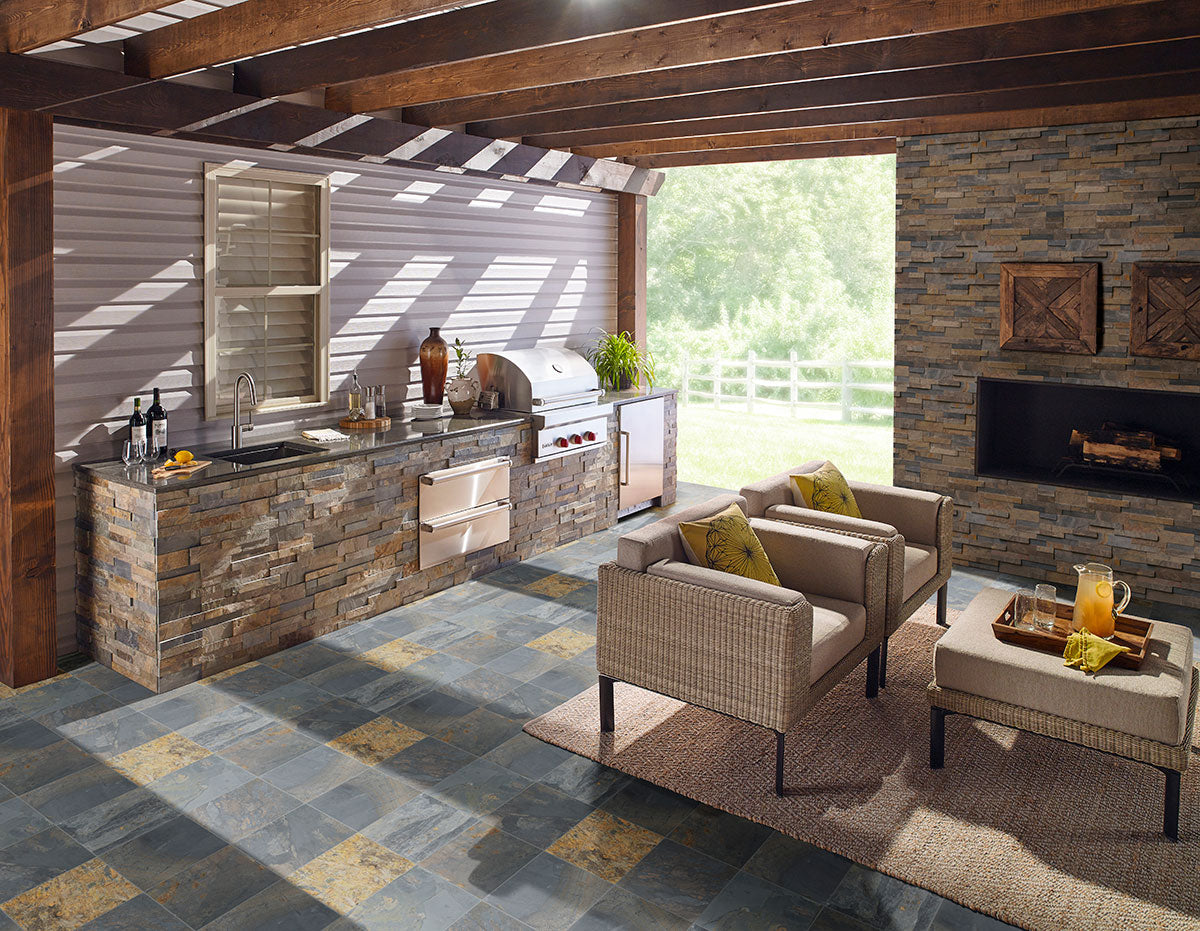MSI Rustic Gold 12 x 12 Gauged Slate tile (SRUSGLD1212G-C) – MSI room scene