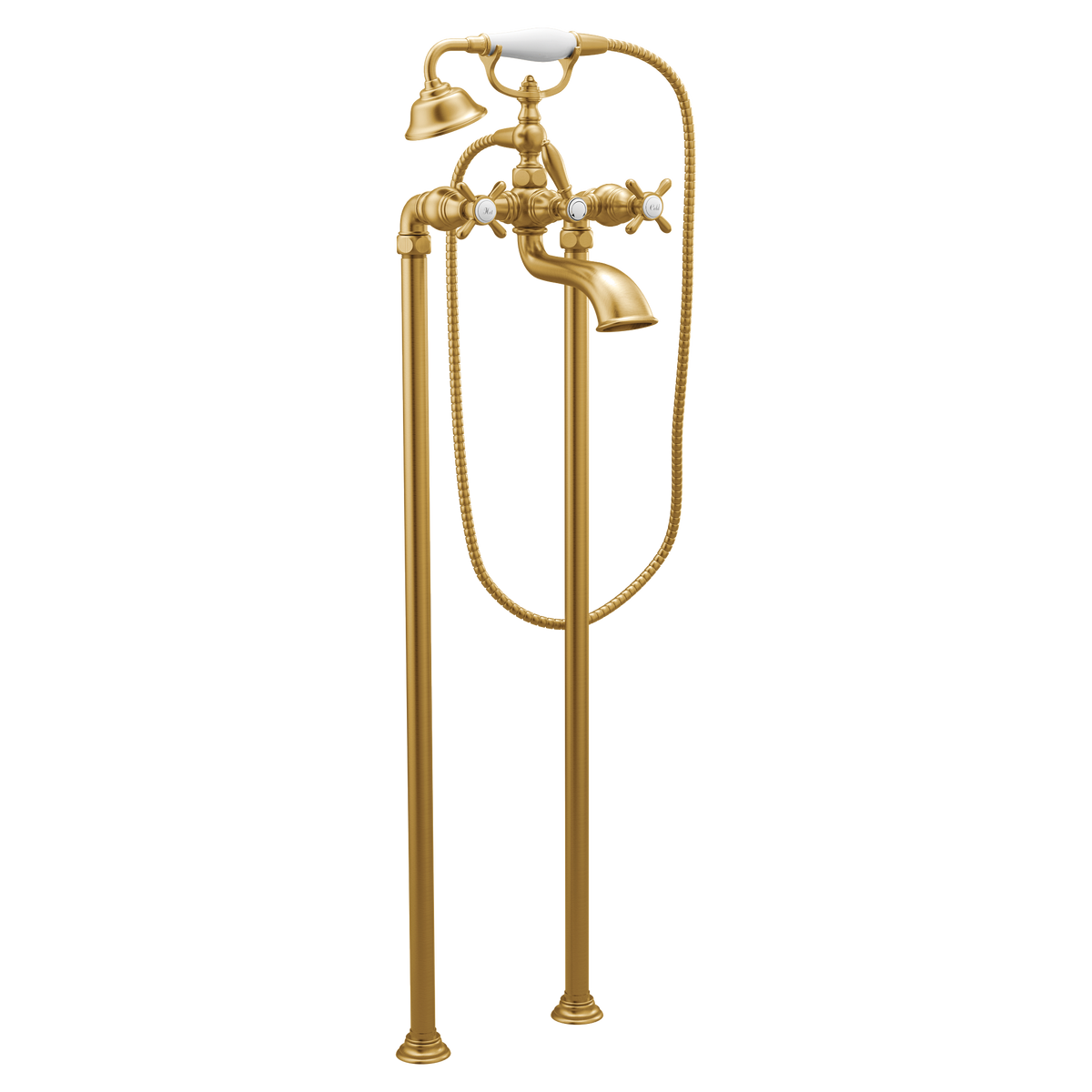 Moen Weymouth Two-Handle Tub Filler With Hand Shower S22105 in Brushed Gold (S22105BG)