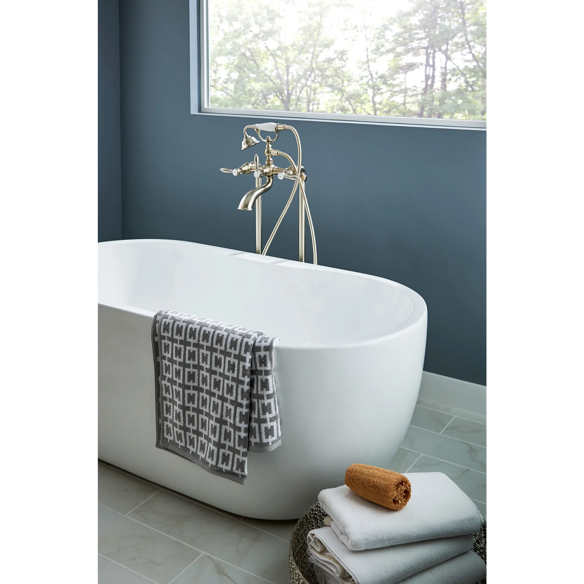 Moen Weymouth Two-Handle Tub Filler With Hand Shower S22110 in Brushed Nickel (S22110BN) - view 2