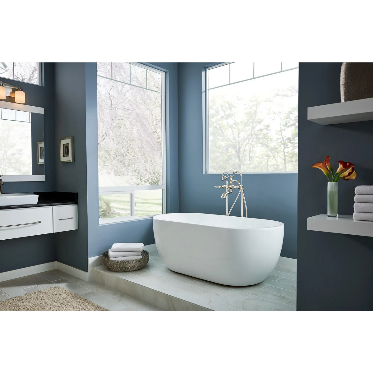 Moen Weymouth Two-Handle Tub Filler With Hand Shower S22110 in Brushed Nickel (S22110BN) - view 3