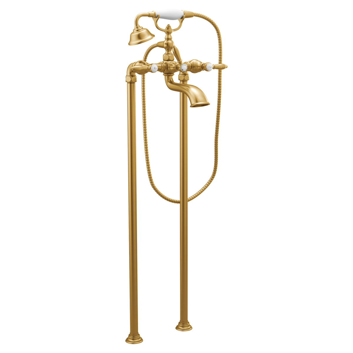 Moen Weymouth Two-Handle Tub Filler With Hand Shower S22110 in Brushed Gold (S22110BG)