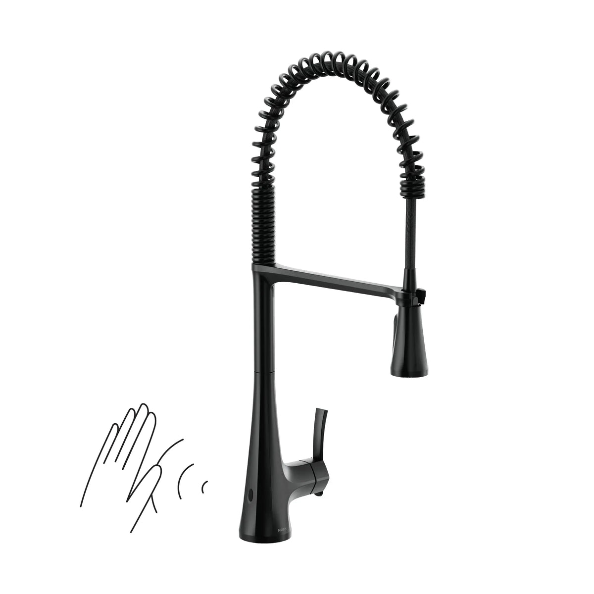 Moen Sinema MotionSense Wave Single-Sensor Single-Handle High-Arc Pre-Rinse Spring Pulldown Kitchen Faucet S5235EW in Matte Black (S5235EWBL) - view 4