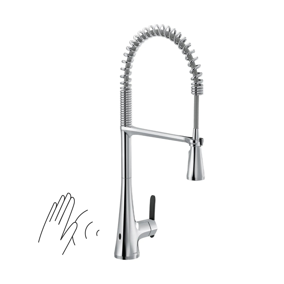 Moen Sinema MotionSense Wave Single-Sensor Single-Handle High-Arc Pre-Rinse Spring Pulldown Kitchen Faucet S5235EW in Chrome (S5235EWC) - view 3