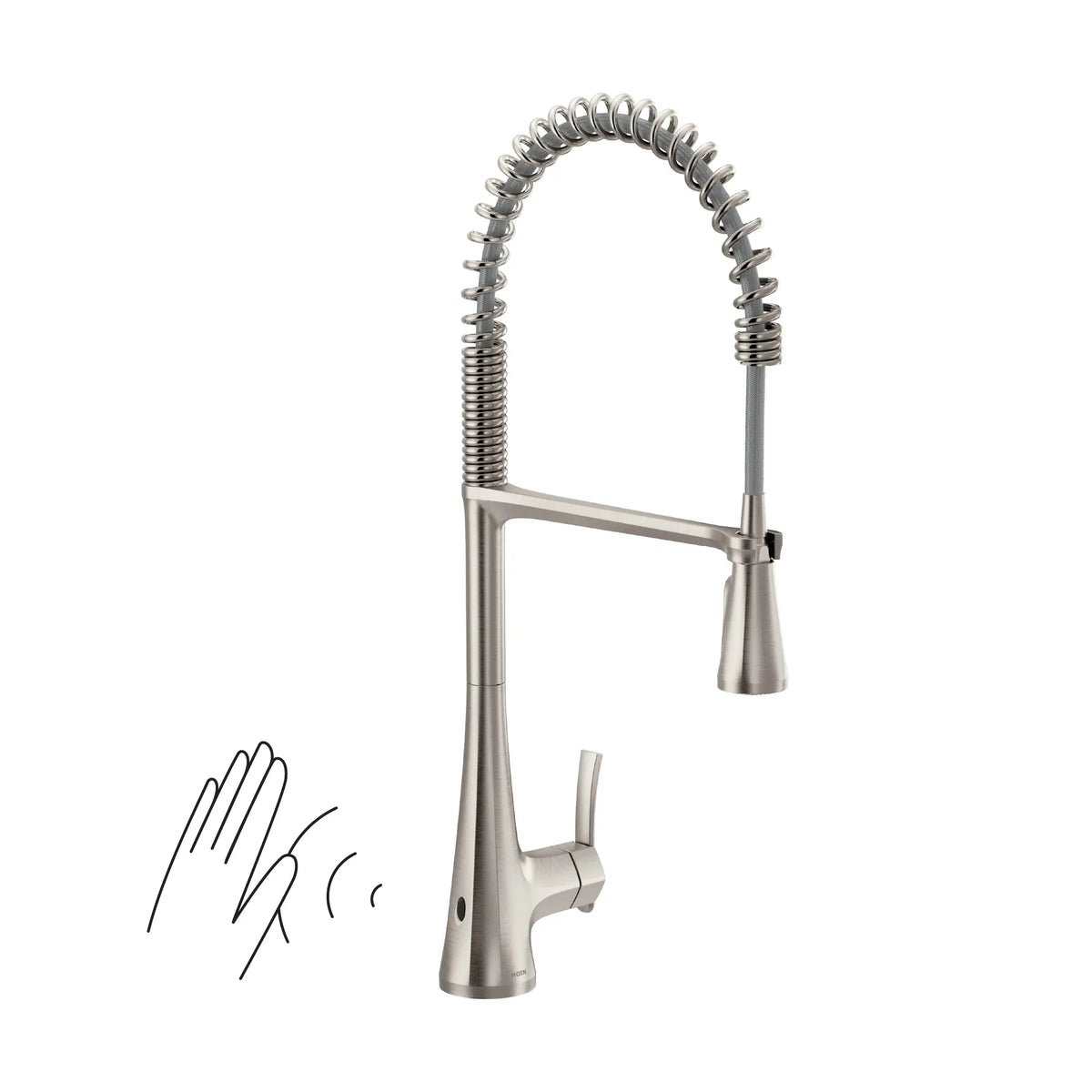 Moen Sinema MotionSense Wave Single-Sensor Single-Handle High-Arc Pre-Rinse Spring Pulldown Kitchen Faucet S5235EW in Spot Resist Stainless (S5235EWSRS) - view 3