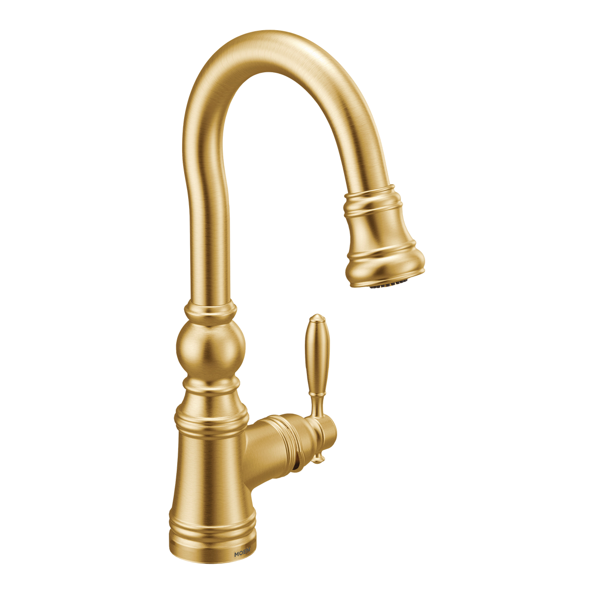 Moen Weymouth Single-Handle High-Arc Pulldown Bar Faucet S53004 in Brushed Gold (S53004BG)