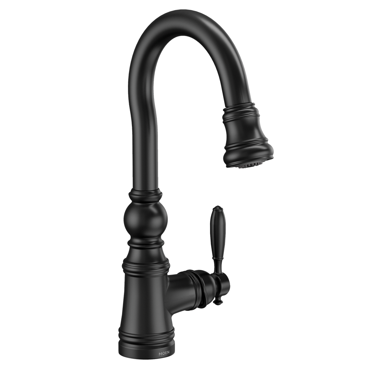 Moen Weymouth Single-Handle High-Arc Pulldown Bar Faucet S53004 in Matte Black (S53004BL)