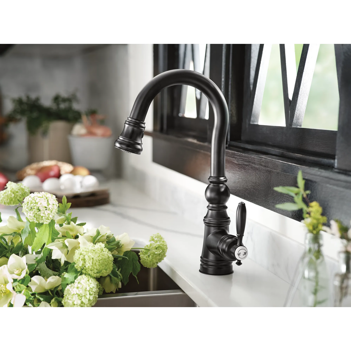 Moen Weymouth Single-Handle High-Arc Pulldown Bar Faucet S53004 in Matte Black (S53004BL) - view 3