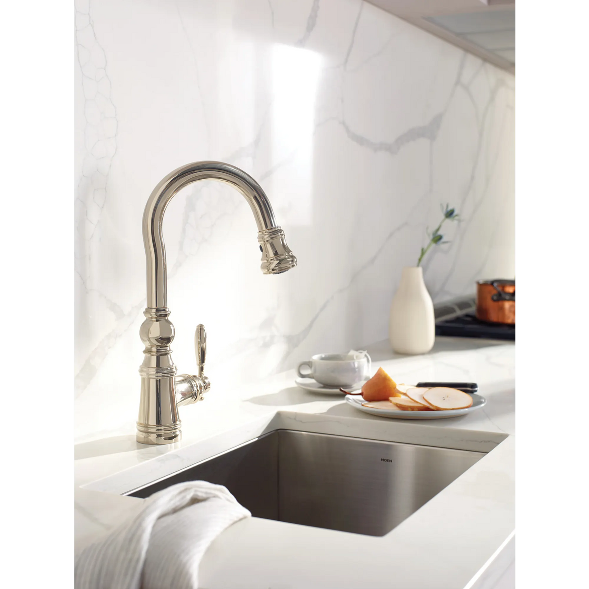 Moen Weymouth Single-Handle High-Arc Pulldown Bar Faucet S53004 in Chrome (S53004) - view 2