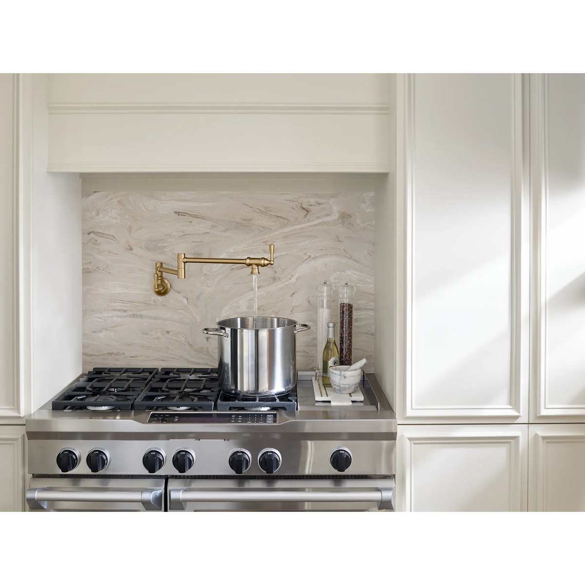 Moen Traditional Two-Handle Pot Filler Kitchen Faucet S664 in Brushed Gold (S664BG) - view 6
