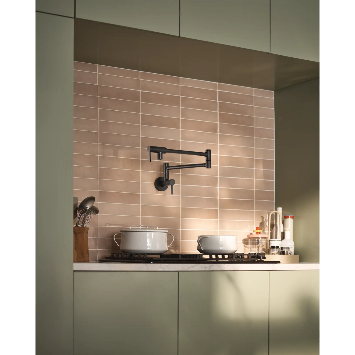 Moen Modern Single-Handle Pot Filler Kitchen Faucet S665 in Matte Black (S665BL) - view 2