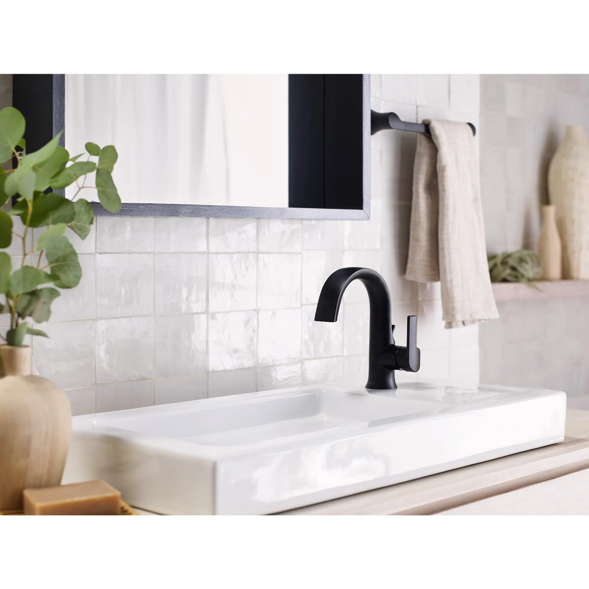 Moen Doux Single-Handle High-Arc Bathroom Faucet S6910 in Matte Black (S6910BL) - view 5