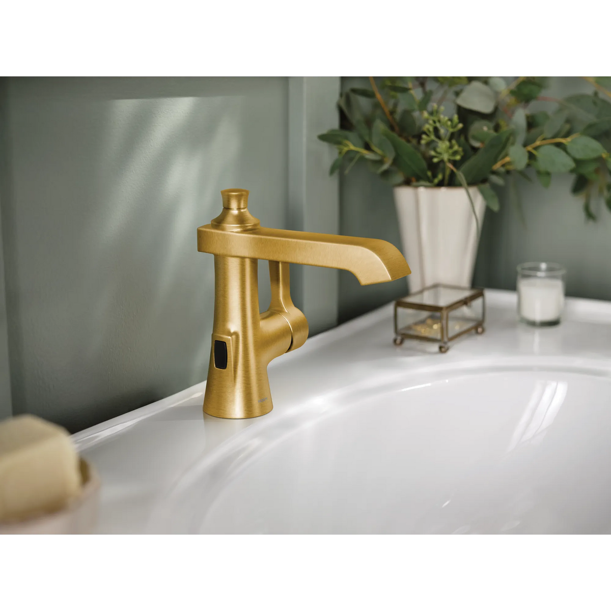 Moen Flara Single-Handle High-Arc Bathroom Faucet S6981EW in Brushed Gold (S6981EWBG) - view 2