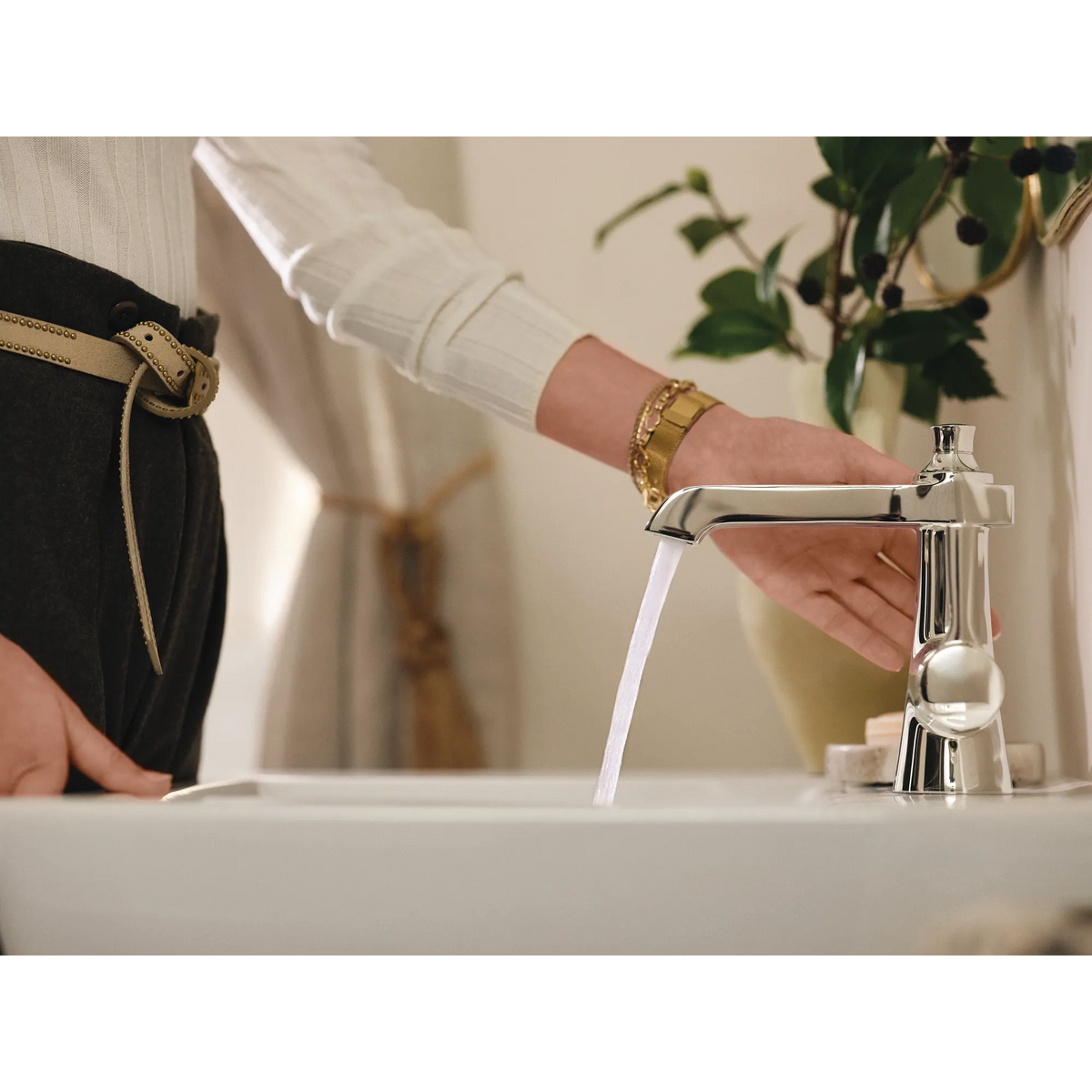Moen Flara Single-Handle High-Arc Bathroom Faucet S6981EW in Polished Nickel (S6981EWNL) - view 3