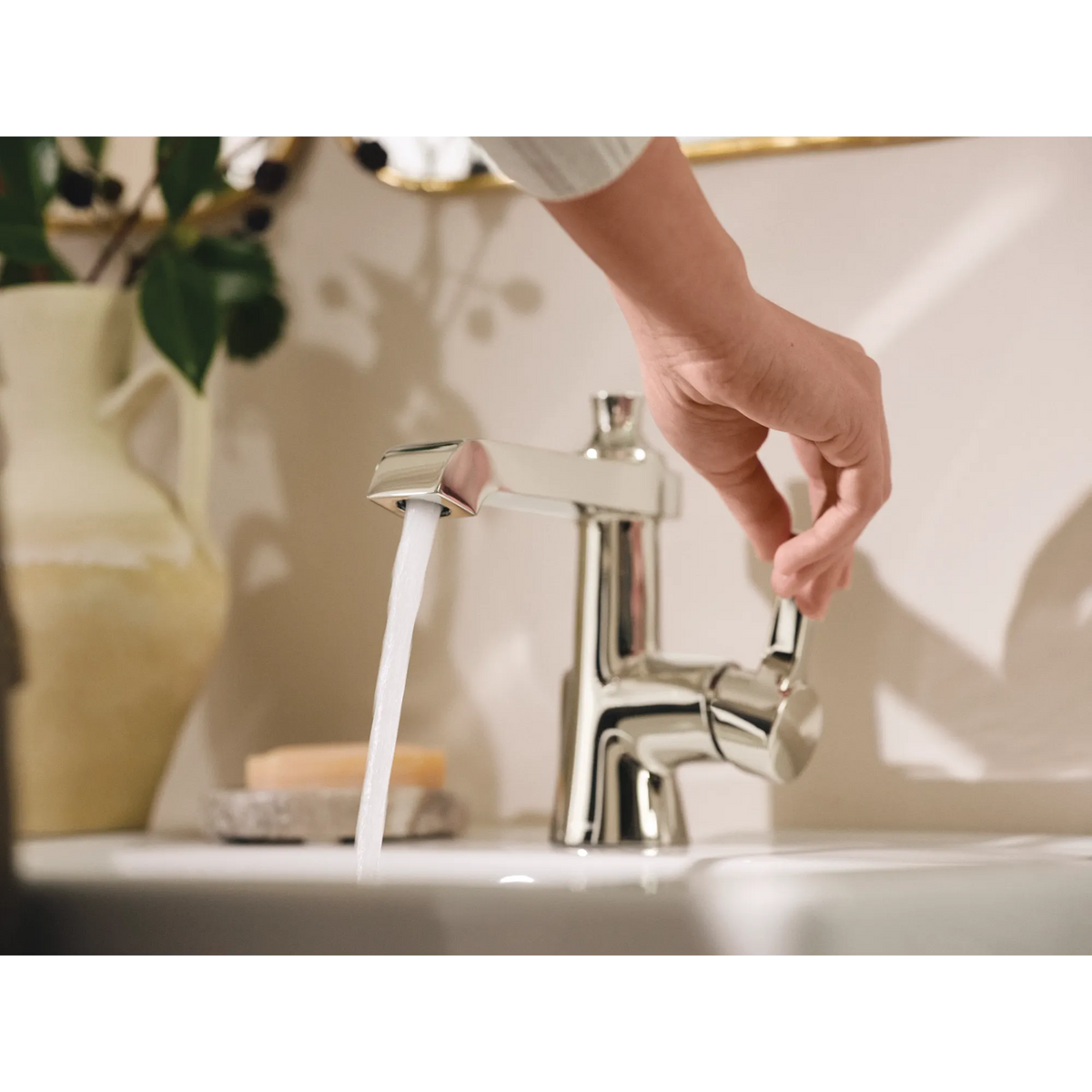 Moen Flara Single-Handle High-Arc Bathroom Faucet S6981EW in Polished Nickel (S6981EWNL) - view 4